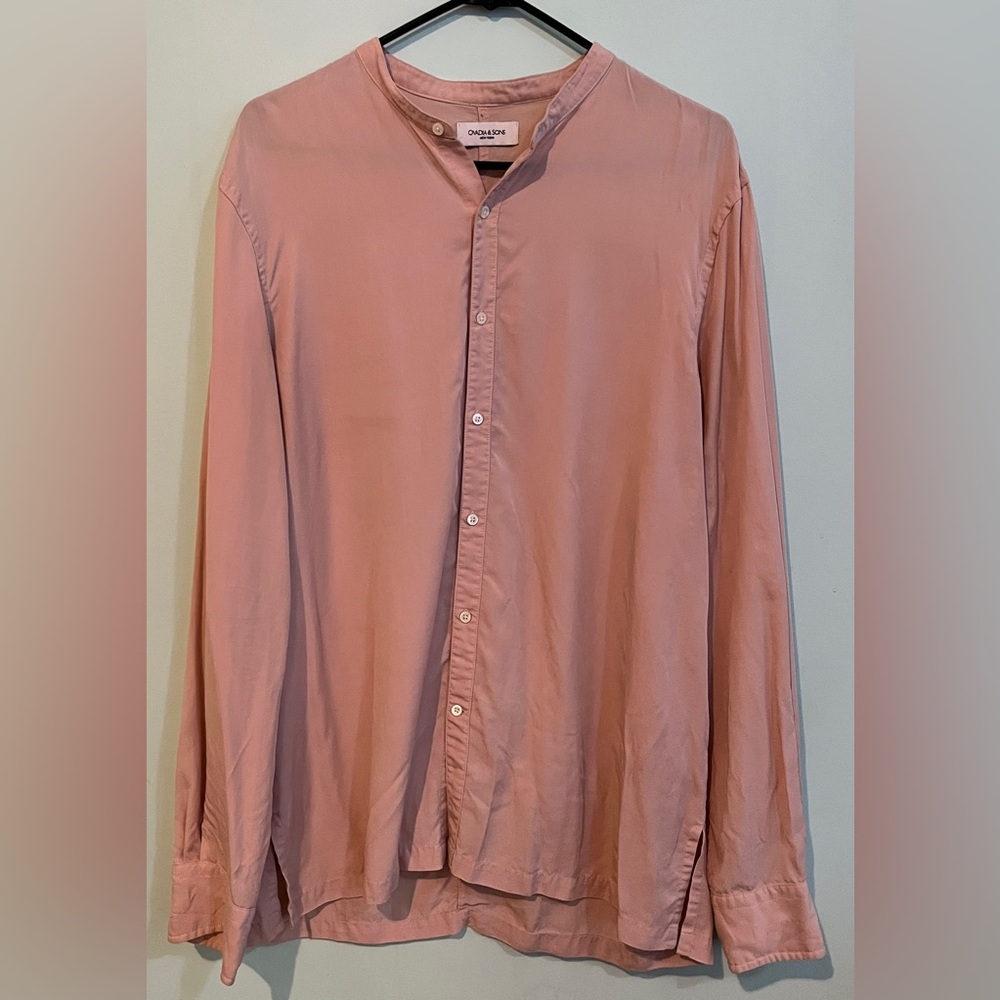 Ovadia & Sons New York designer button down long sleeve shirt - pale pink - XL
